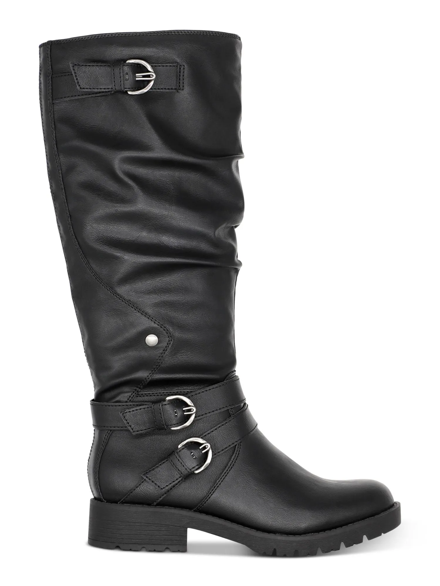 AMERICAN RAG Womens Black 0.5" Platform Slouch Buckle Accent Cushioned Brinley Round Toe Block Heel Zip-Up Riding Boot M