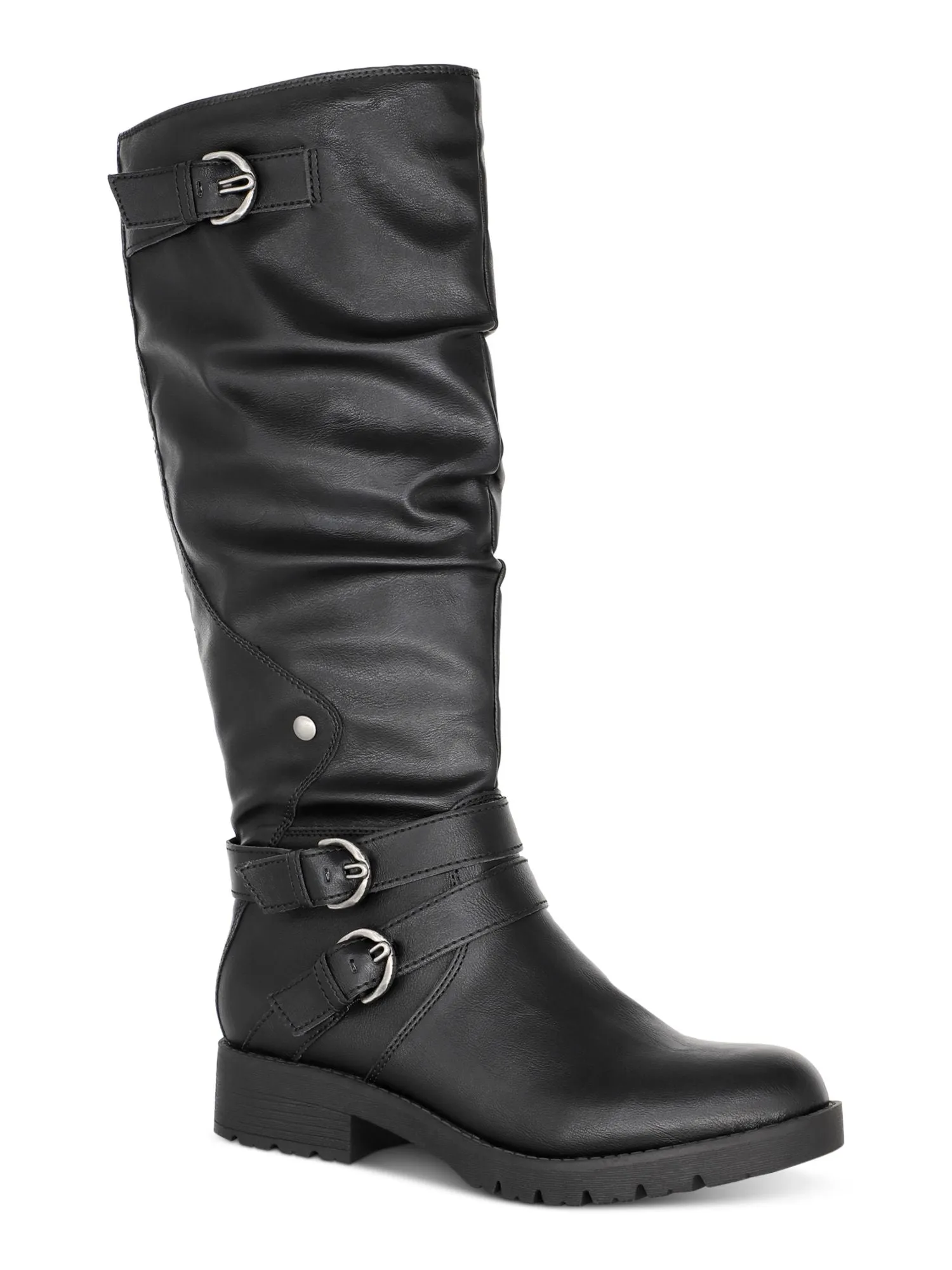 AMERICAN RAG Womens Black 0.5" Platform Slouch Buckle Accent Cushioned Brinley Round Toe Block Heel Zip-Up Riding Boot M