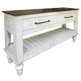 Avalon Rustic Farmhouse 2 Drawer Console Table - White