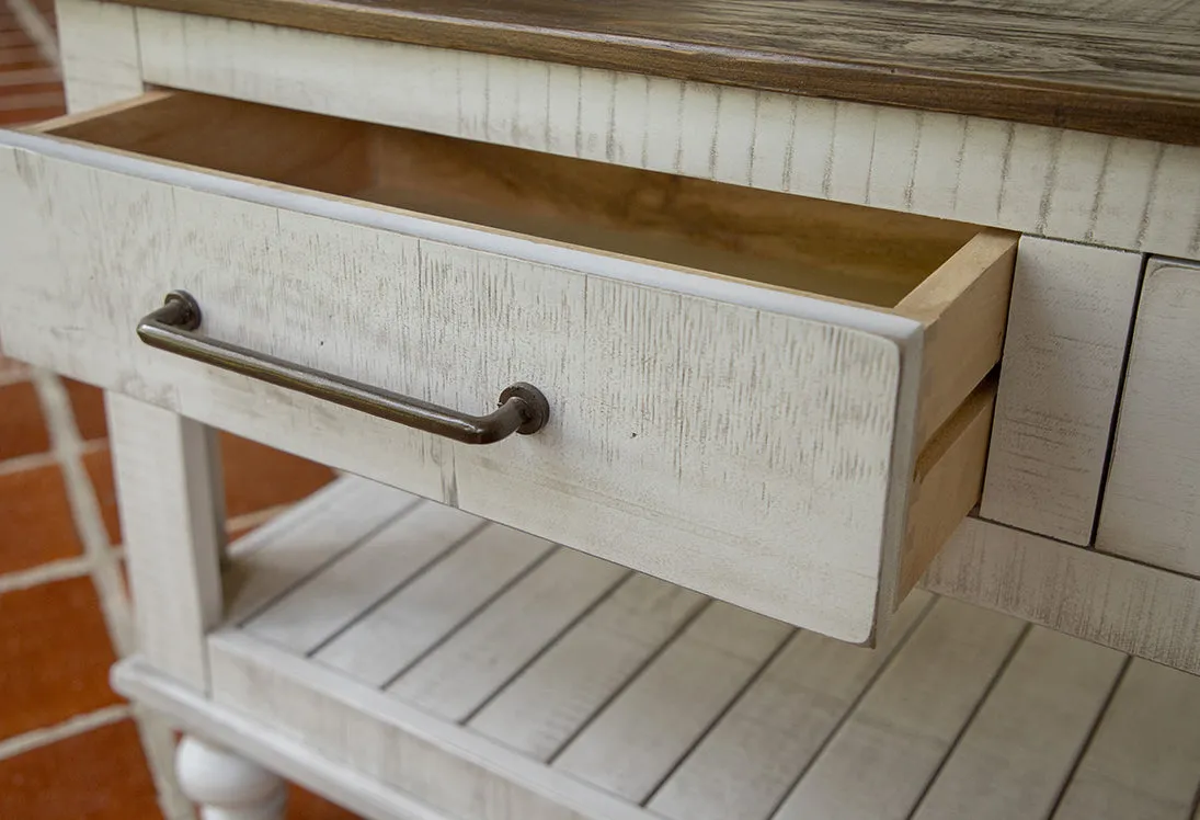 Avalon Rustic Farmhouse 2 Drawer Console Table - White