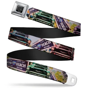 BD Wings Logo CLOSE-UP Full Color Black Silver Seatbelt Belt - Cali Classic Laguna Beach Webbing