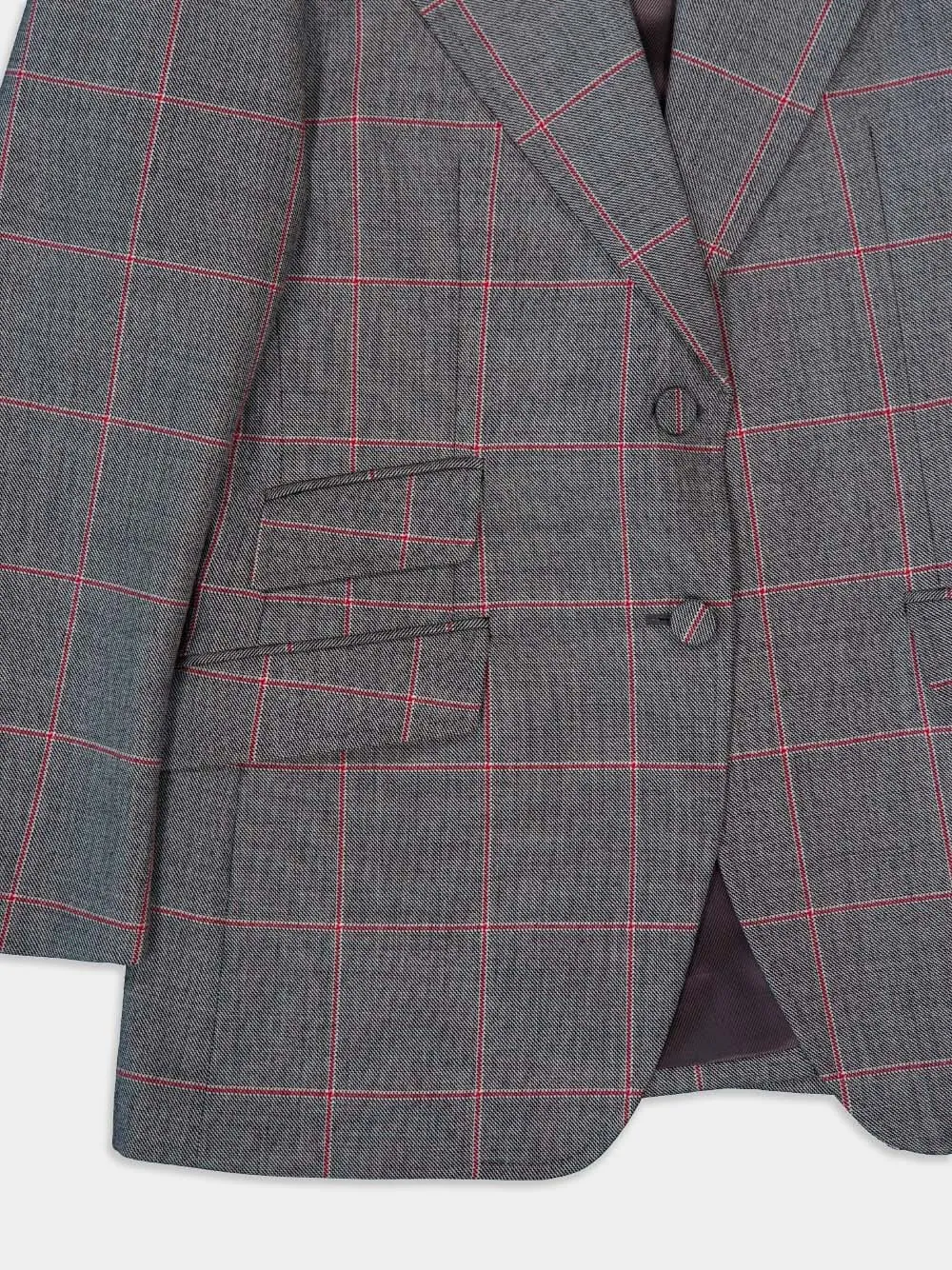 Belted Check Blazer