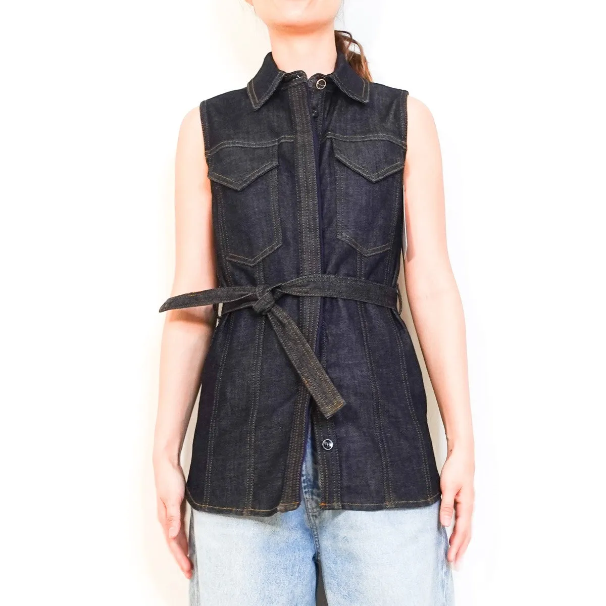 Belted denim vest RRP £300