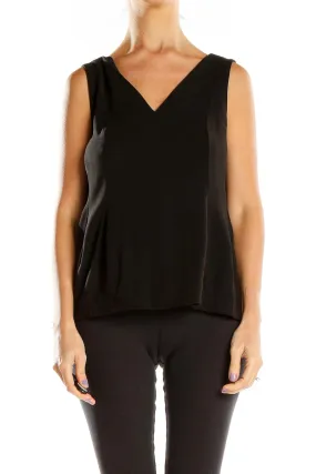 Black V-Neck Sleeveless Blouse