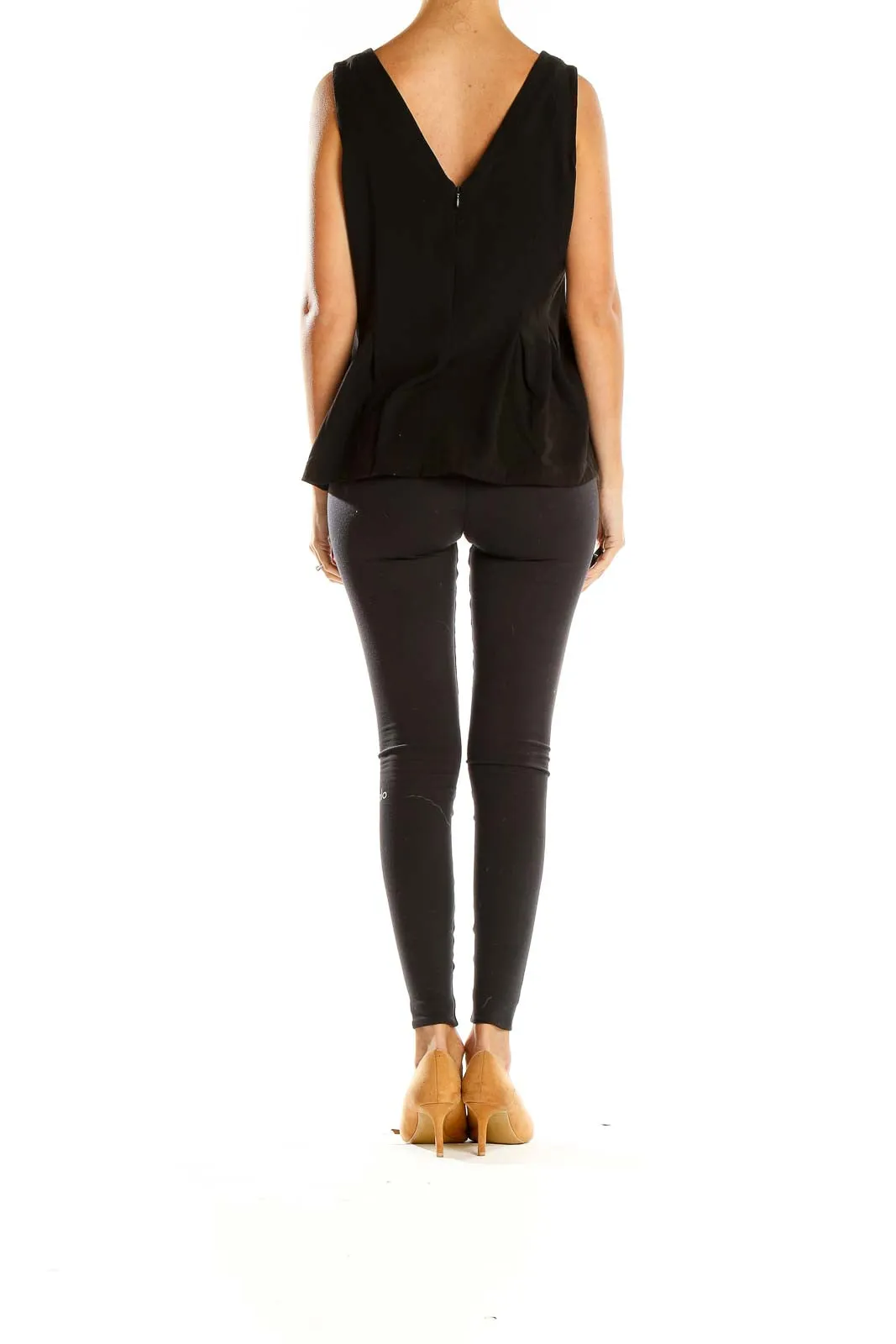 Black V-Neck Sleeveless Blouse