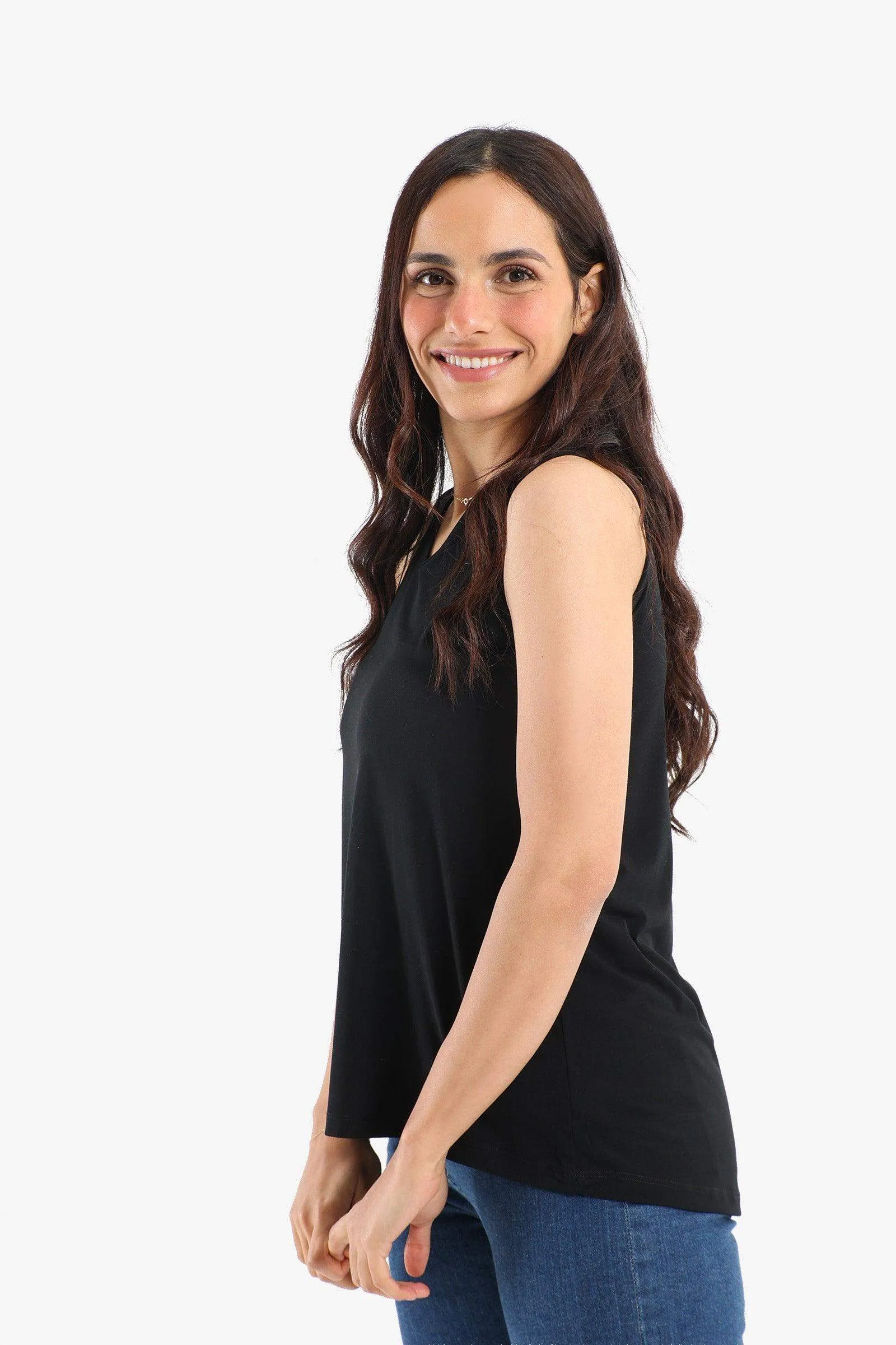 Black Voile Sleeveless Blouse