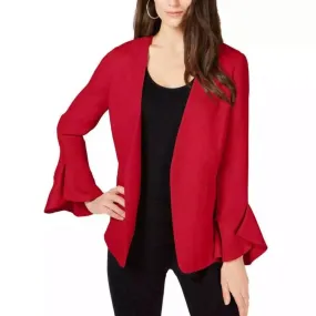 Bold Red Bell Sleeve Blazer for Women