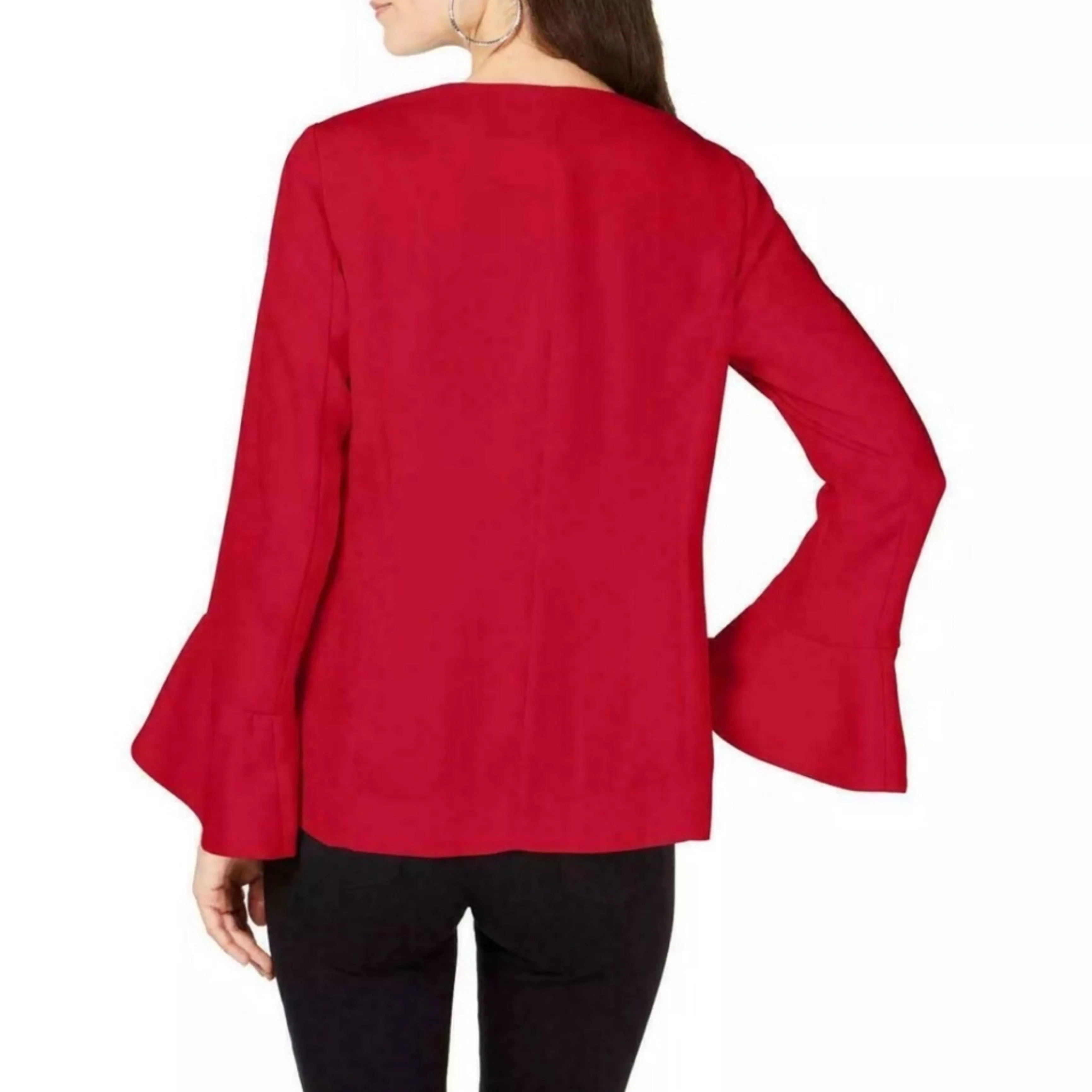 Bold Red Bell Sleeve Blazer for Women