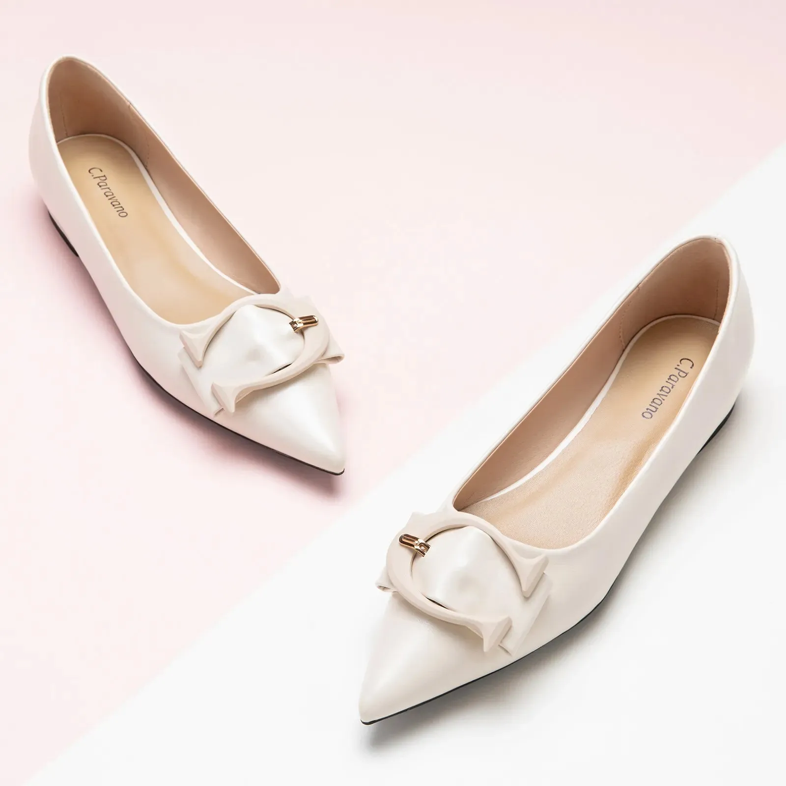 C Buckle Pointed Toe Flats (Aida)