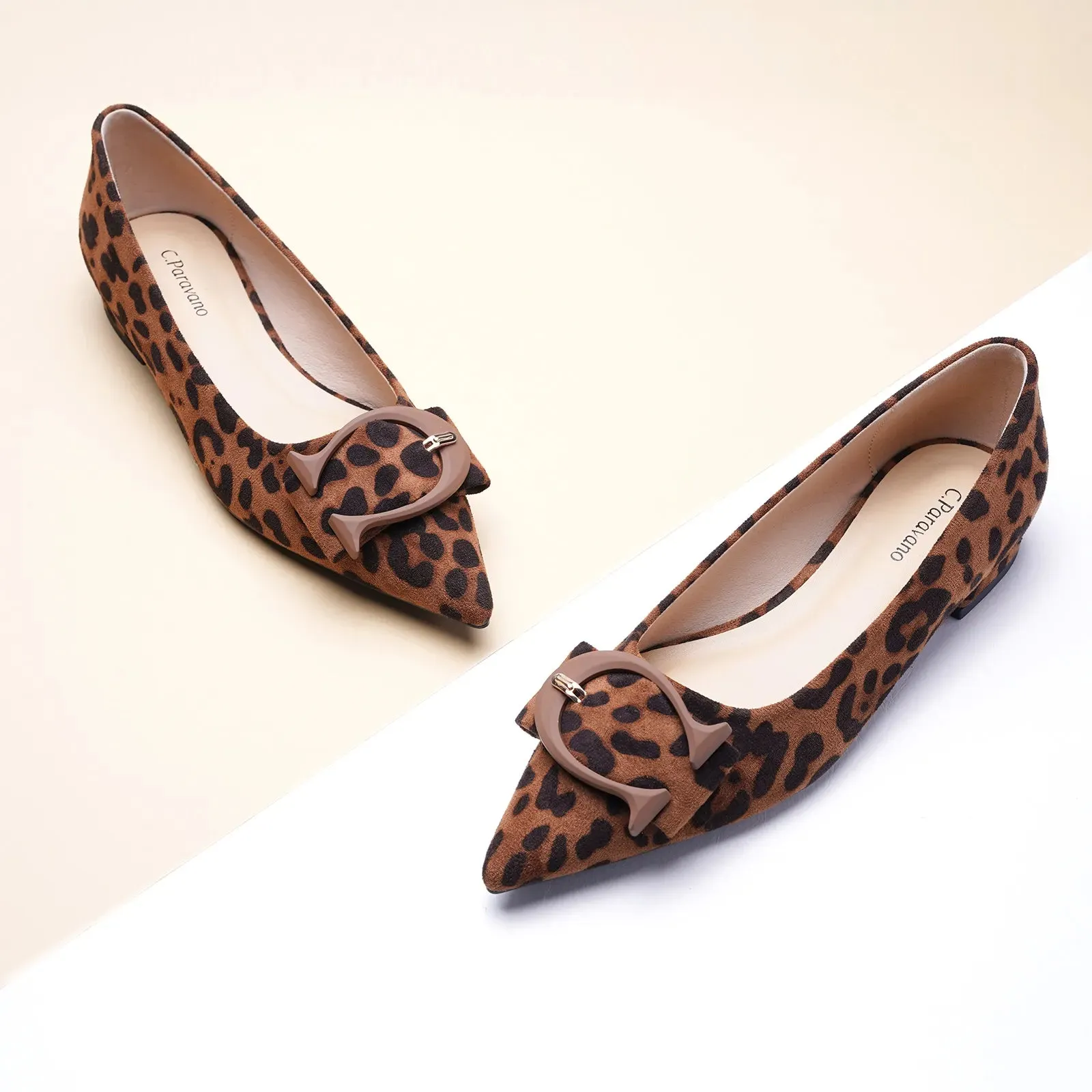 C Buckle Pointed Toe Flats (Aida)