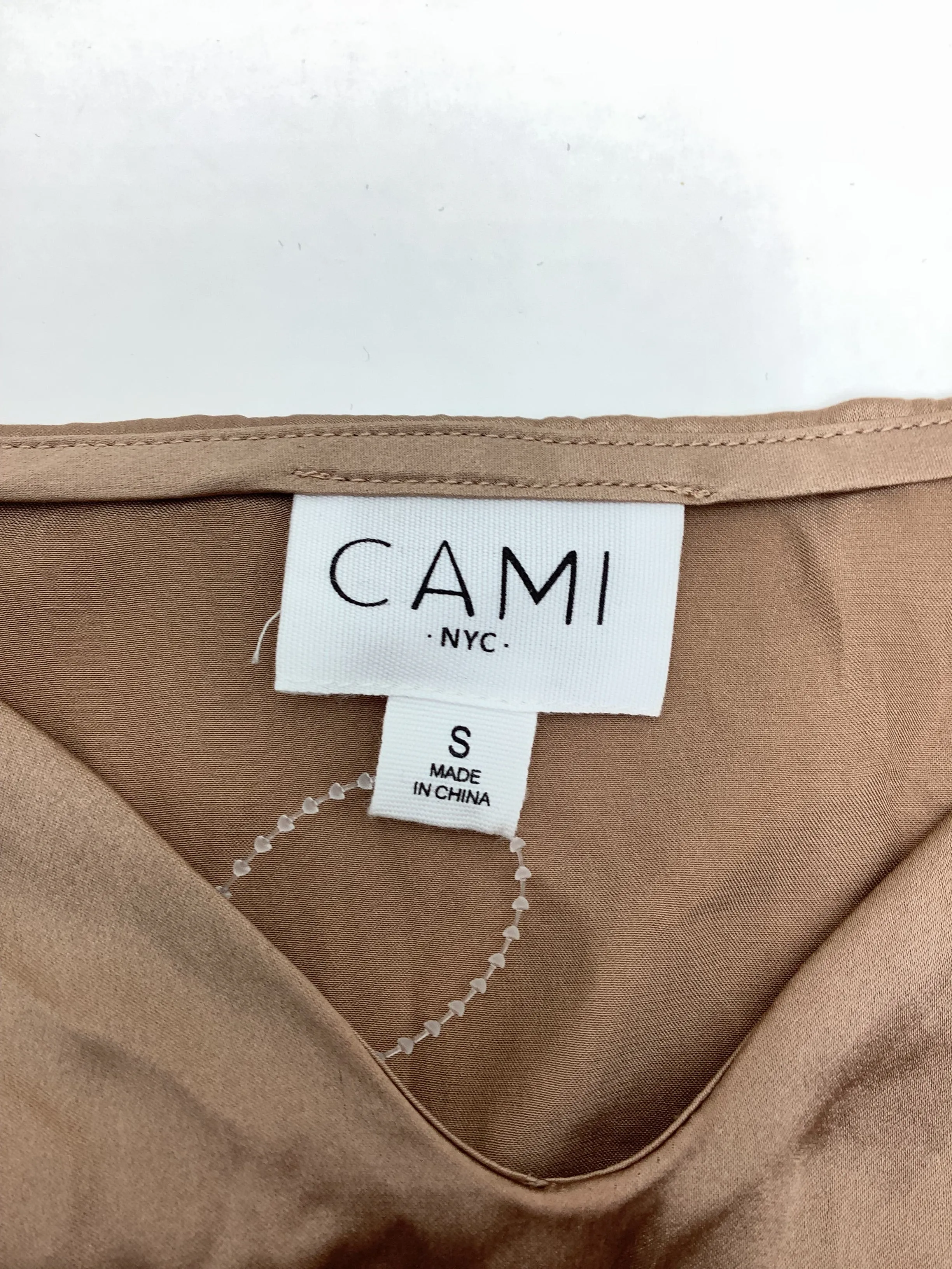 Cami NYC Top Crop Satin Sleeveless Neutral Size: S