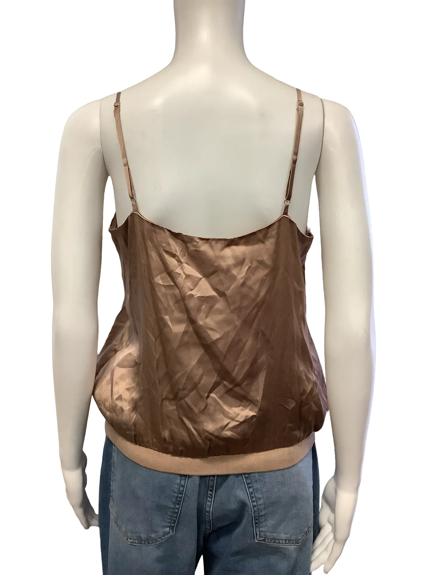 Cami NYC Top Crop Satin Sleeveless Neutral Size: S