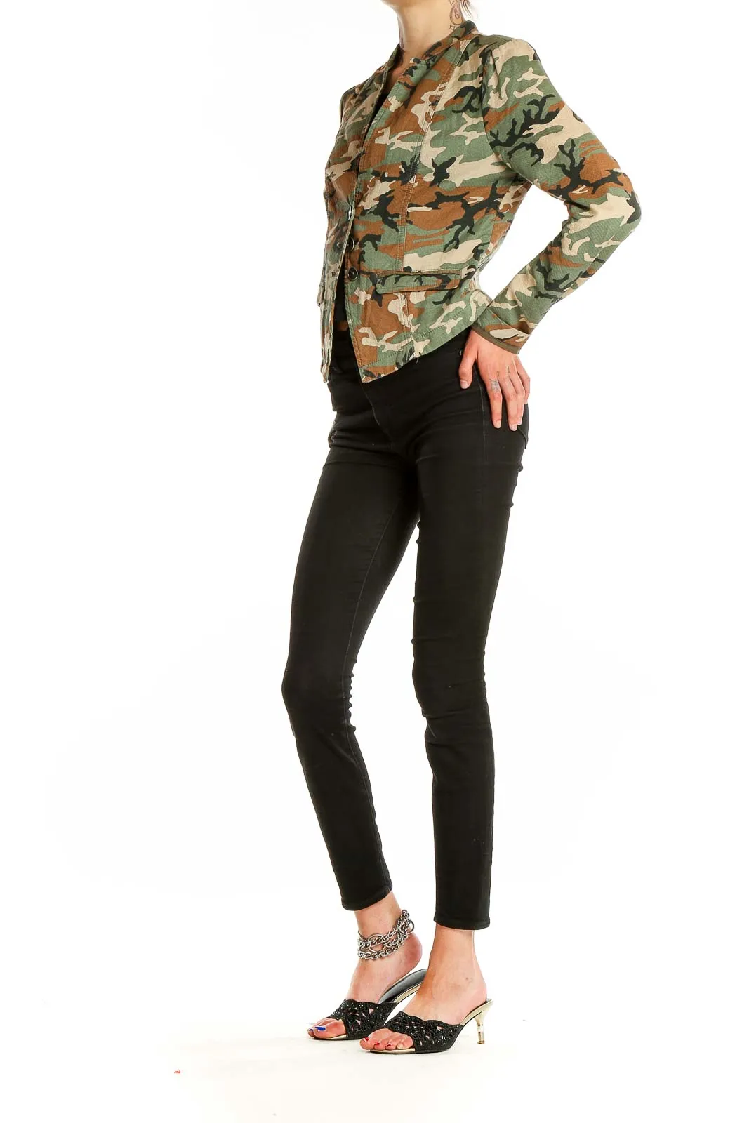 Camouflage Print Structured Blazer