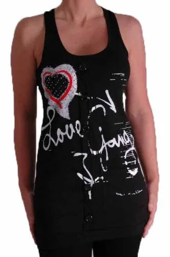 Celesta Love Graphic Sequined Sleeveless Tops