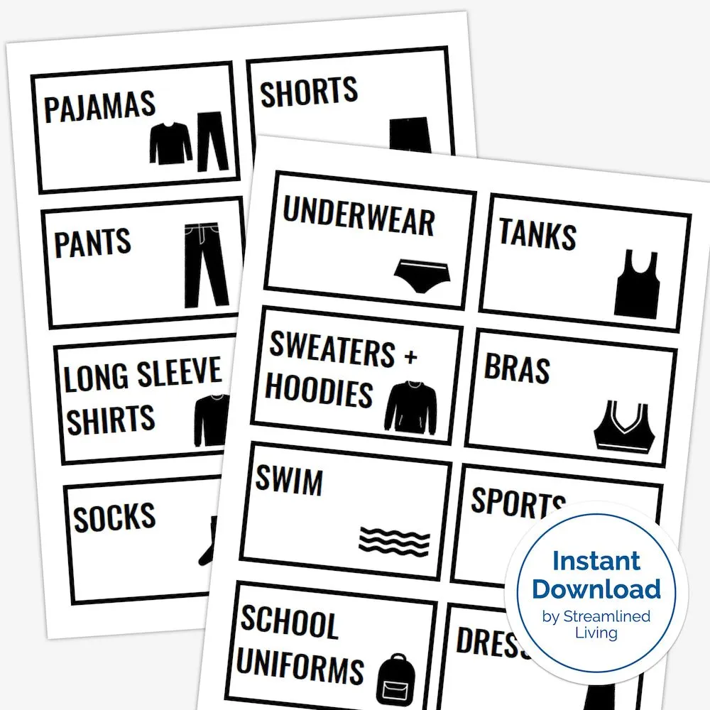 Clothing Organizing Labels