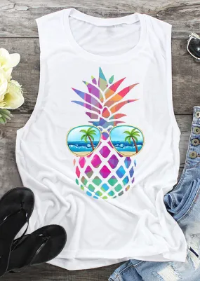 Colorful Pineapple Sunglasses Beach Tank