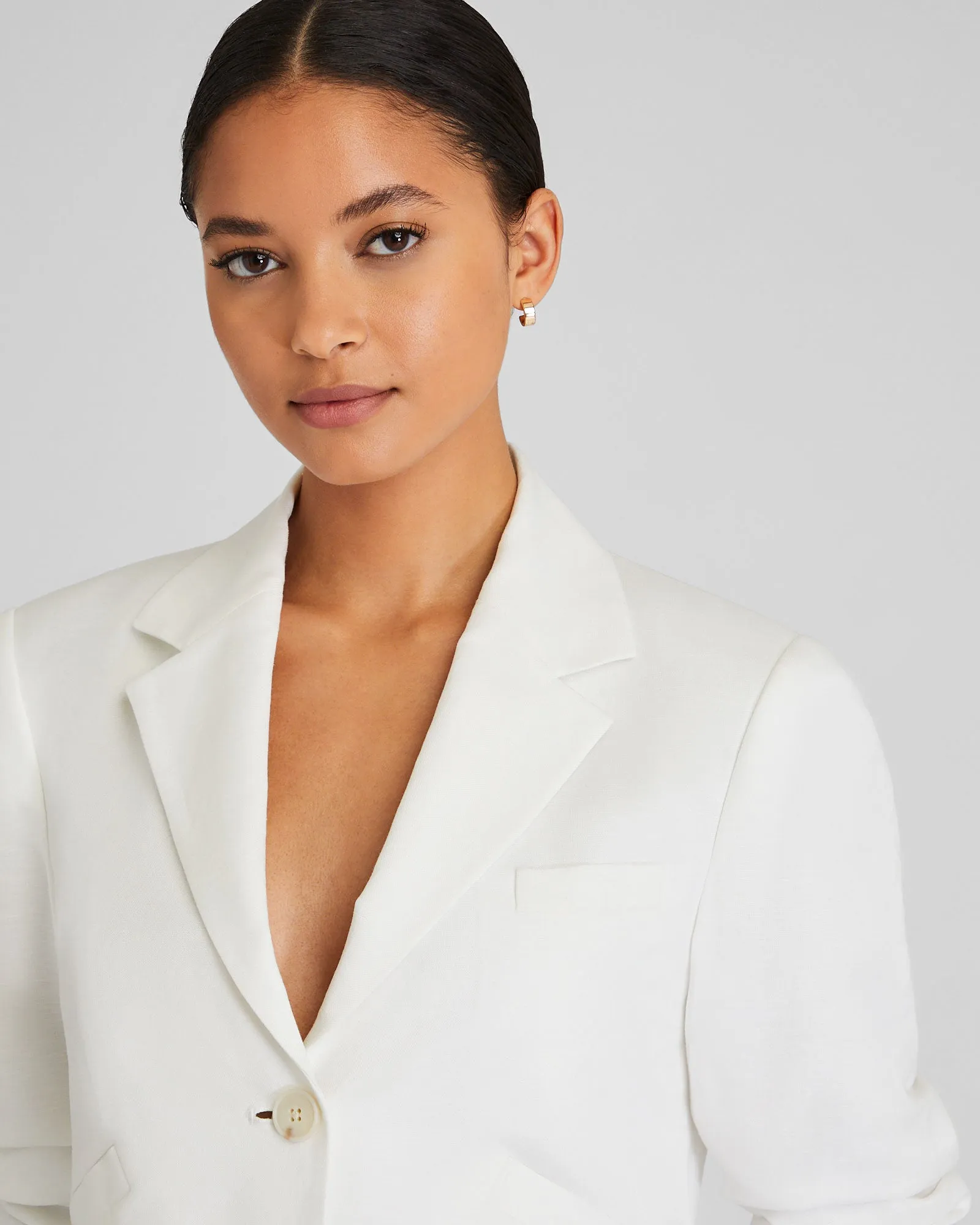 Cropped Linen Blend Blazer