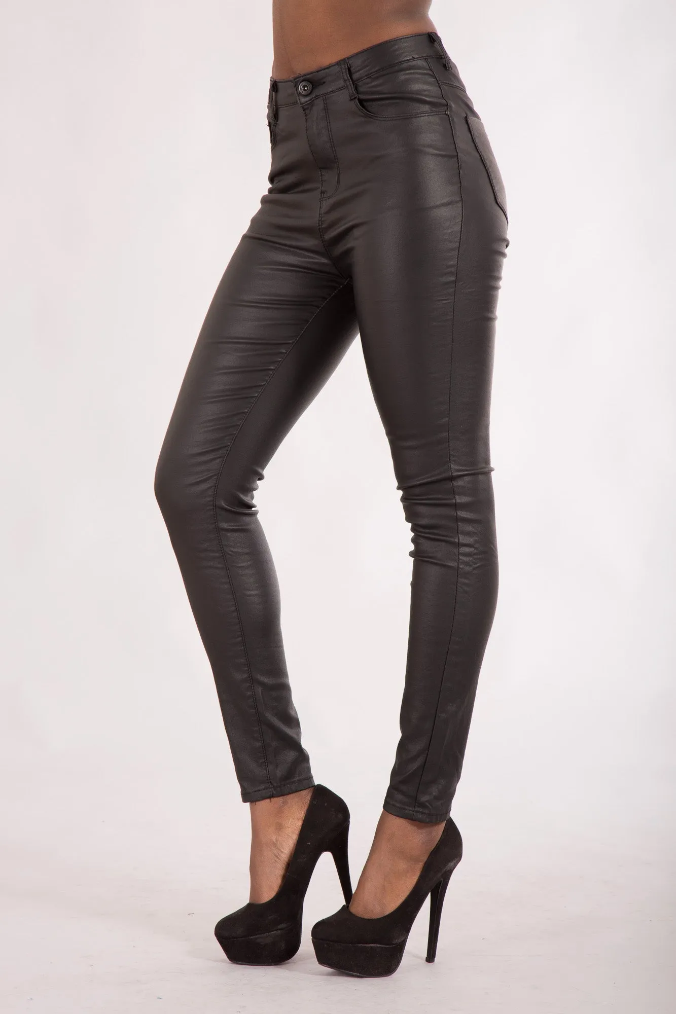 EbonyLuxe High-Waist Faux Leather Trousers