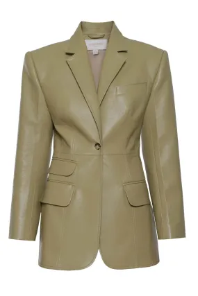 Eco Leather Structured Blazer Olive