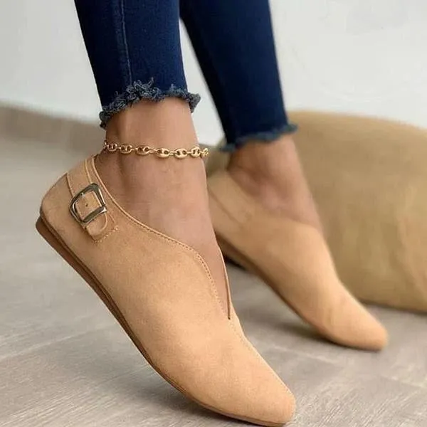 elveswallet Pointed Toe Suede Flats Shoes