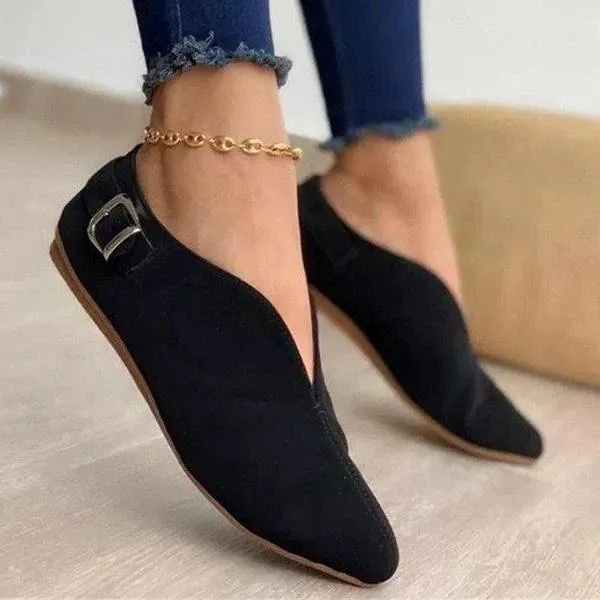 elveswallet Pointed Toe Suede Flats Shoes