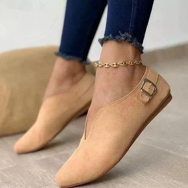 elveswallet Pointed Toe Suede Flats Shoes