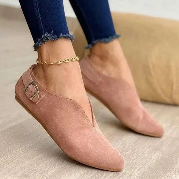 elveswallet Pointed Toe Suede Flats Shoes