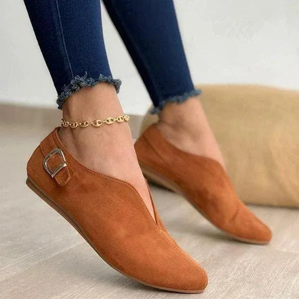 elveswallet Pointed Toe Suede Flats Shoes