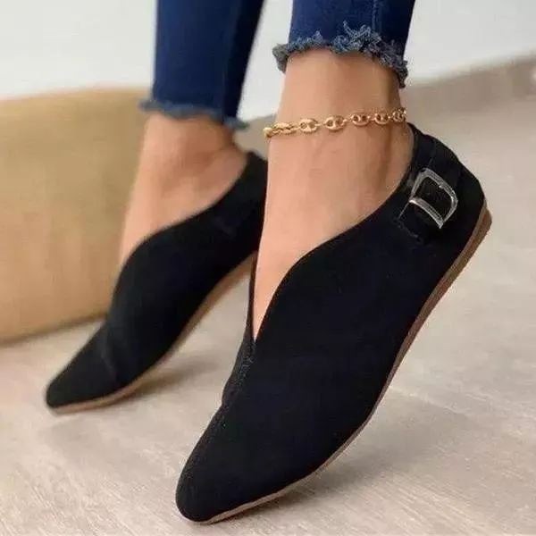 elveswallet Pointed Toe Suede Flats Shoes