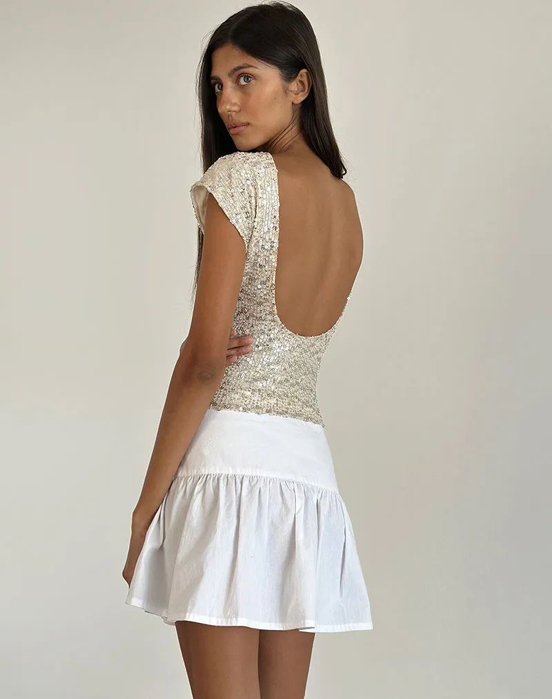 Erika Backless Top in Neutral Sequin