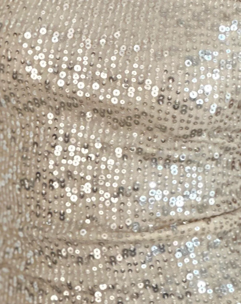 Erika Backless Top in Neutral Sequin