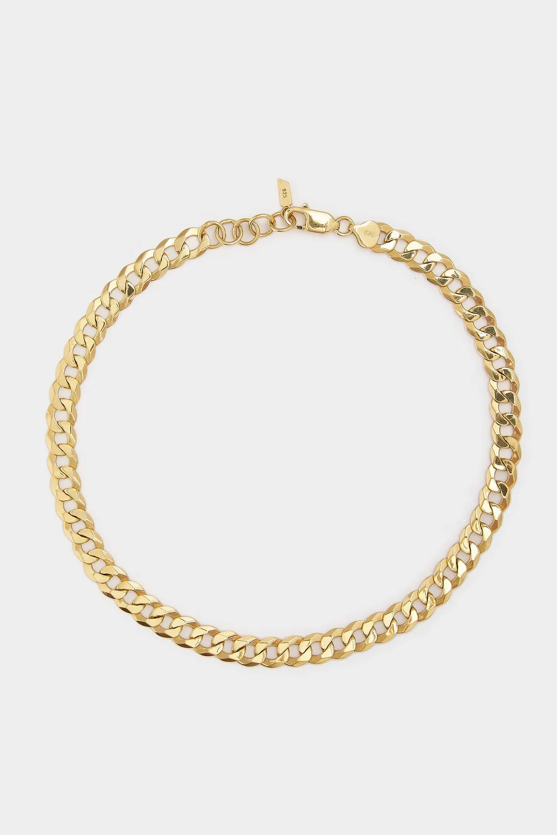 Flat Curb Chain Necklace in Gold