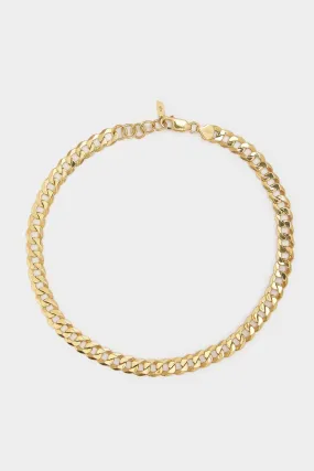 Flat Curb Chain Necklace in Gold