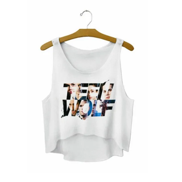 Funny I Love Food Print Crop Top Sleeveless Shirt