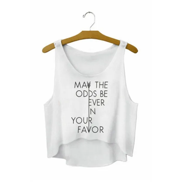 Funny I Love Food Print Crop Top Sleeveless Shirt