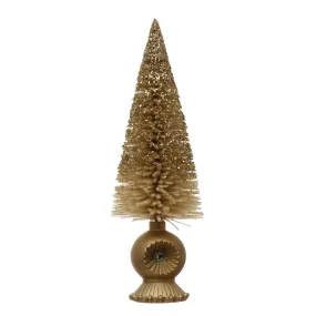 Gold Bottle Brush Christmas Tree with Glitter, 12”