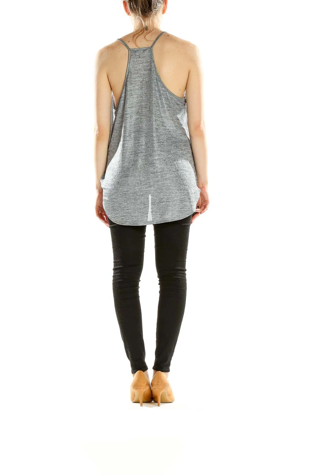 Gray Draped Sleeveless Top