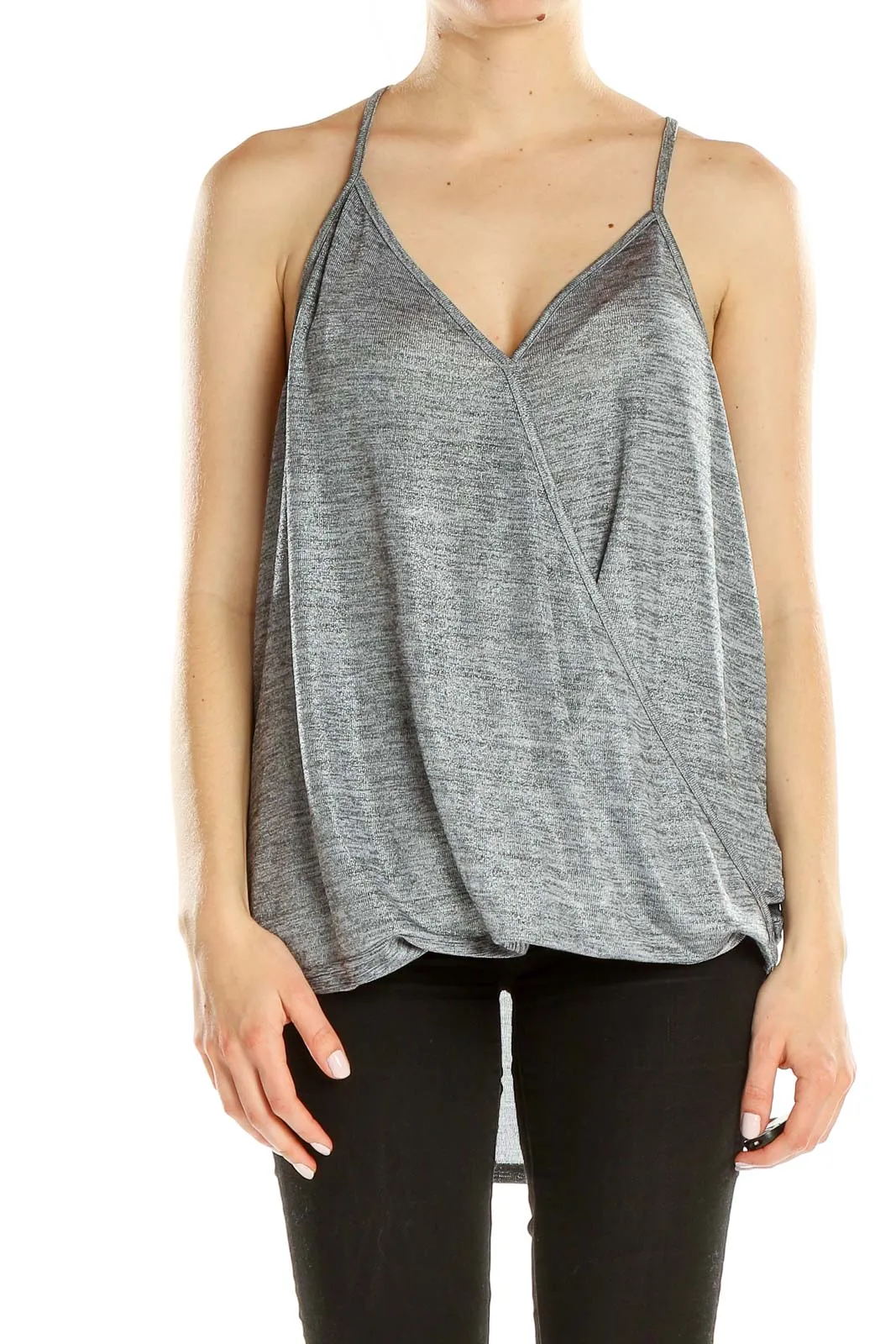 Gray Draped Sleeveless Top