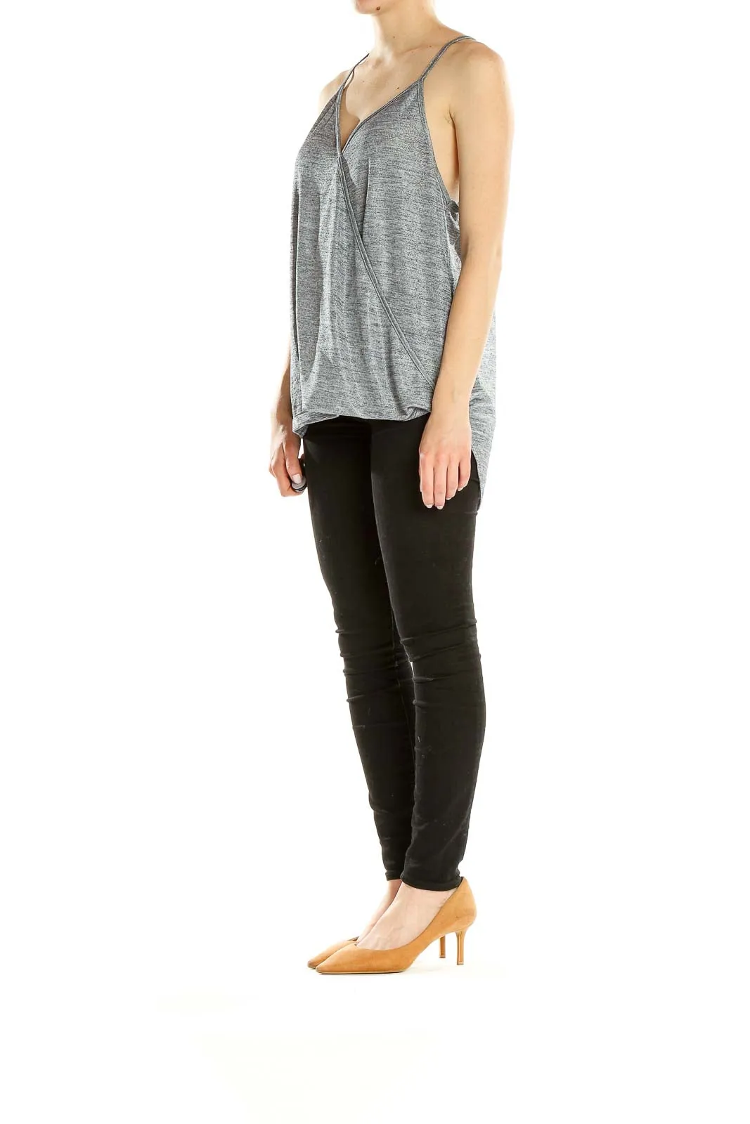 Gray Draped Sleeveless Top