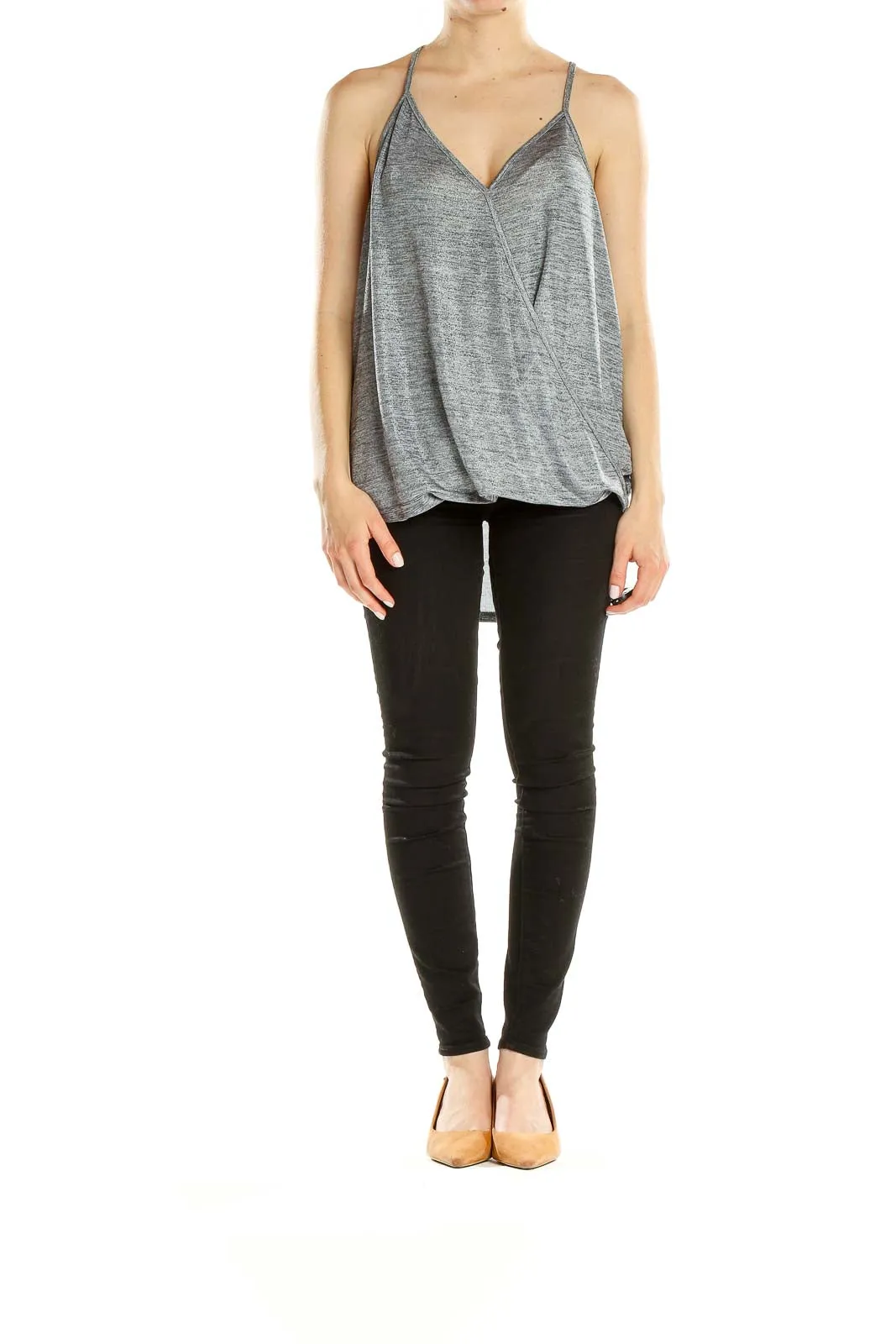 Gray Draped Sleeveless Top