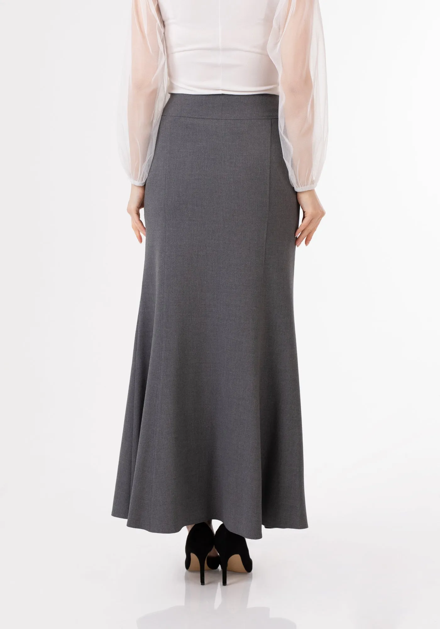 Grey Fishtail Maxi Skirt | Regular & Plus Size