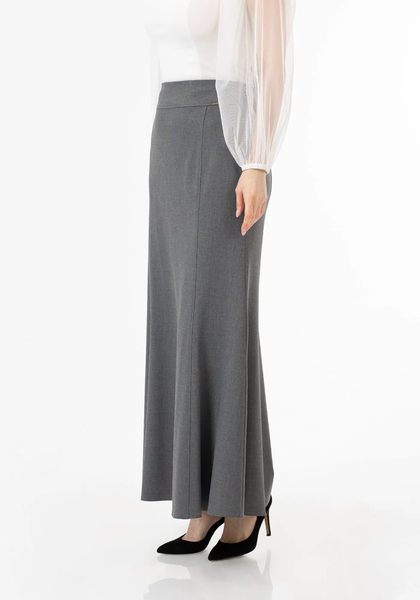 Grey Fishtail Maxi Skirt | Regular & Plus Size