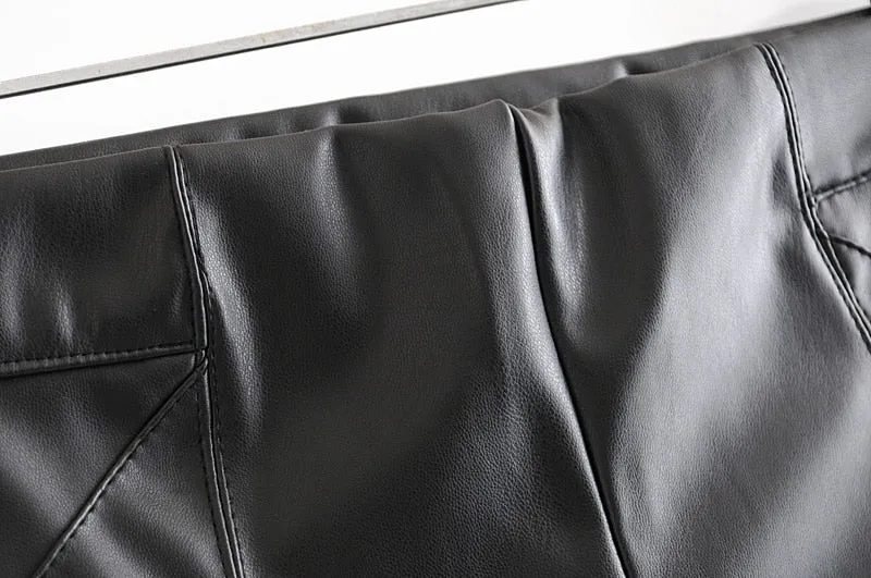 High Waist Faux Leather Trousers