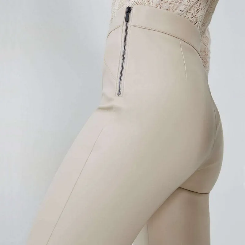 High Waist Faux Leather Trousers