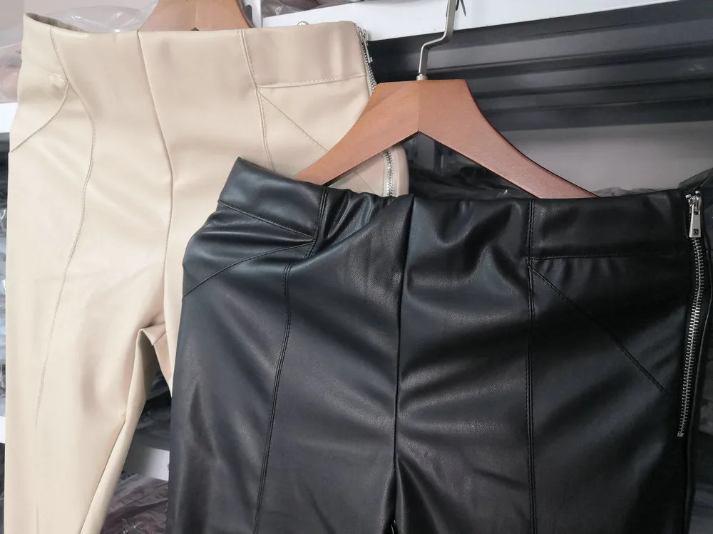 High Waist Faux Leather Trousers