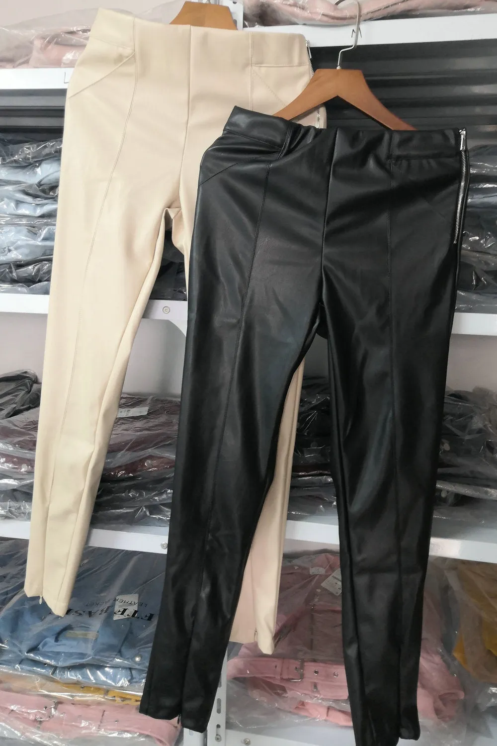 High Waist Faux Leather Trousers