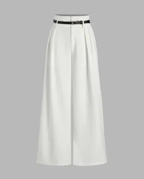 High Waist Pleated Trouser In White