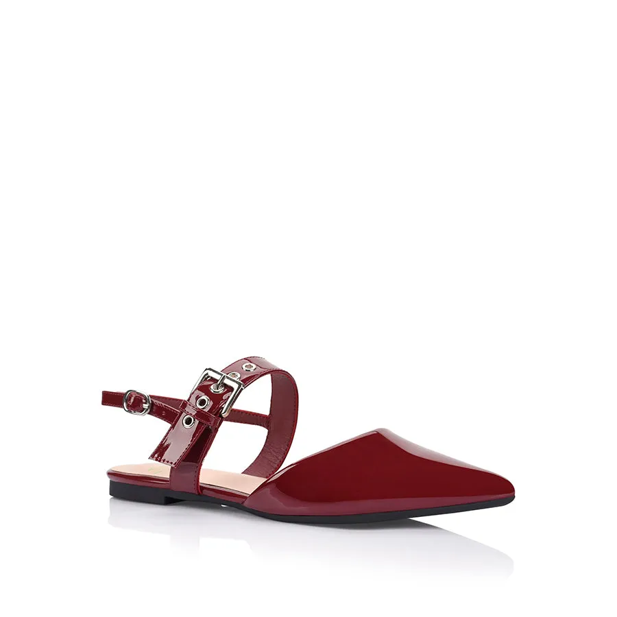 Idaho Slingback Flats - Wine Patent