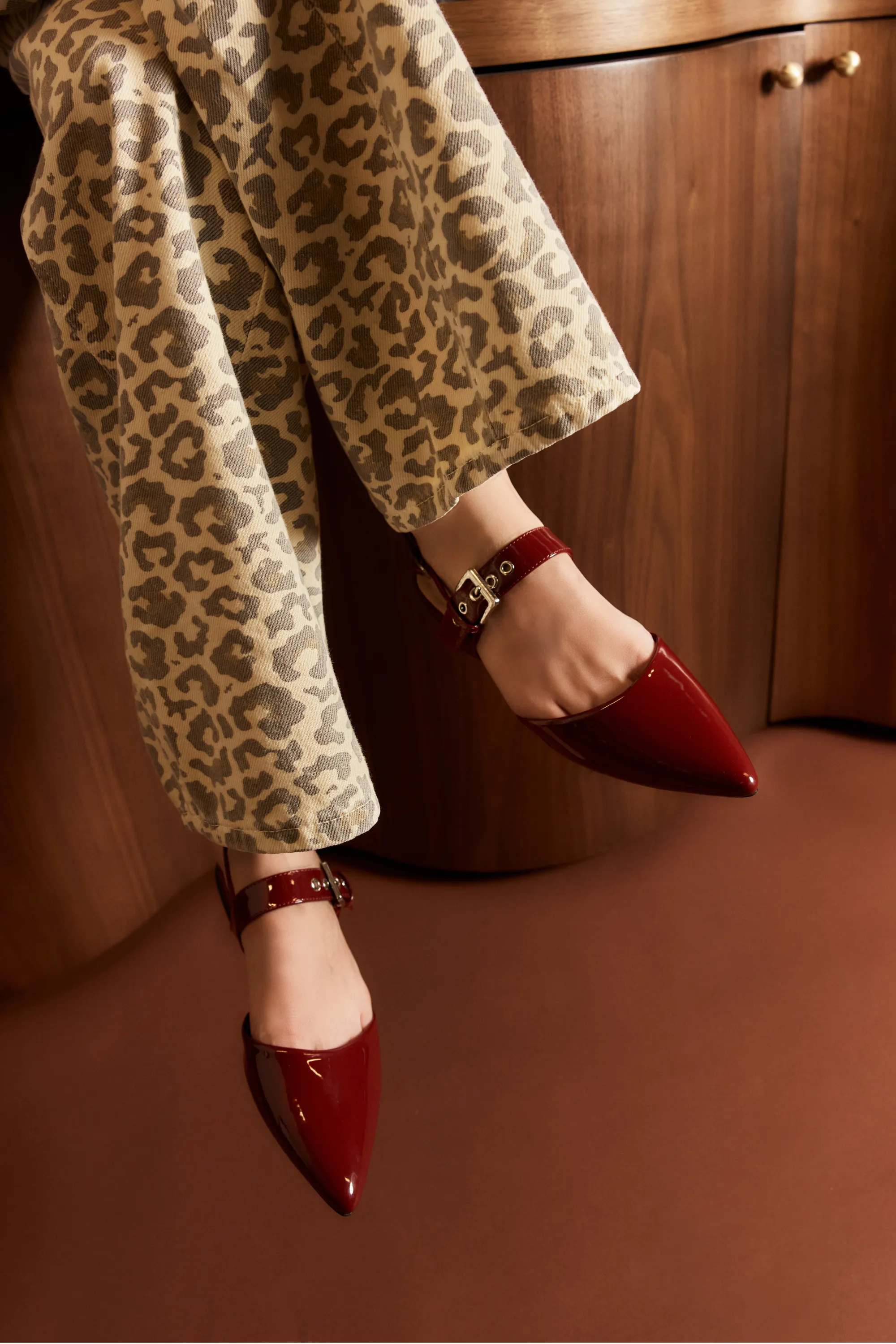 Idaho Slingback Flats - Wine Patent