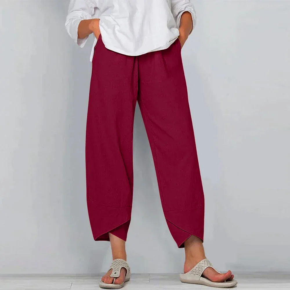 Ivyshape | Classic Linen Trouser Pants for Women